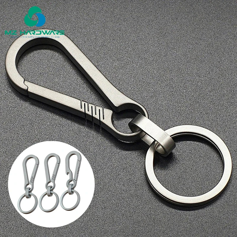 MZ Titanium Small Carabiner Keychain Quick Release Key Holder with Bottle Opener Anti-Lost DIY Bag Accessory