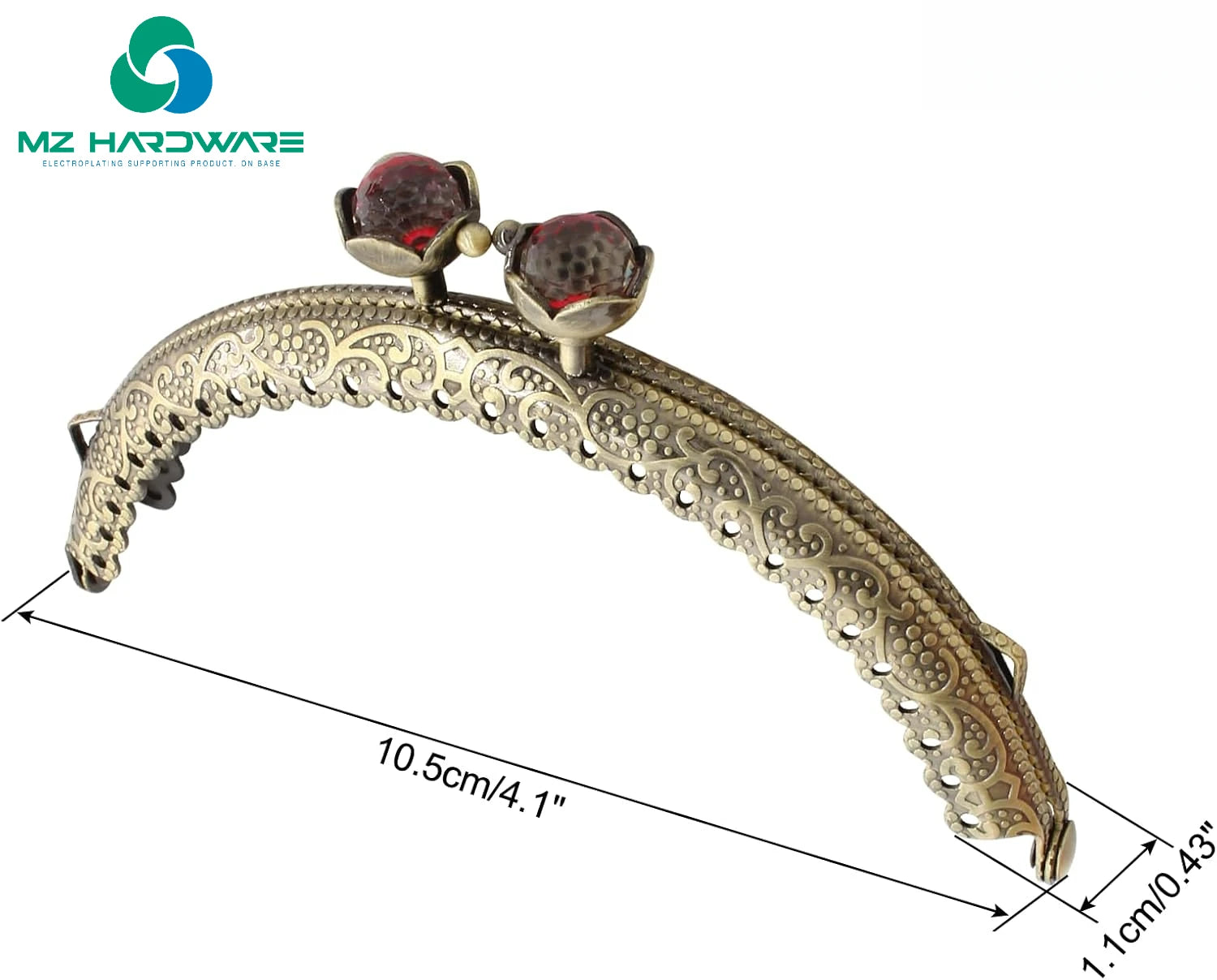 MZhardware Metal Purse Frame Vintage Bag Kiss Clasp Lock, Retro Style Arch Frame Coin Purse Hardware with Lotus Beads Embossed