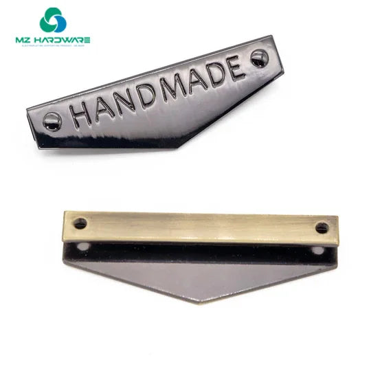 High Quality Custom Gold Metal Logo Tag Engraved Leather Brand Label for Knitted Scarves Private Plate Bag Parts & Accessories