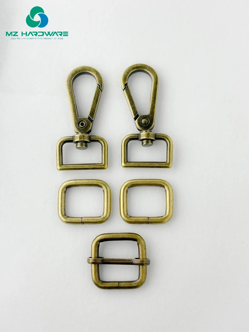 25mm High Quality Adjustable Strap Hardware Kit for DIY Handmade Bags 2 Swivel Snap Hooks+2 Rectangle Rings+1 Adjustable Slider