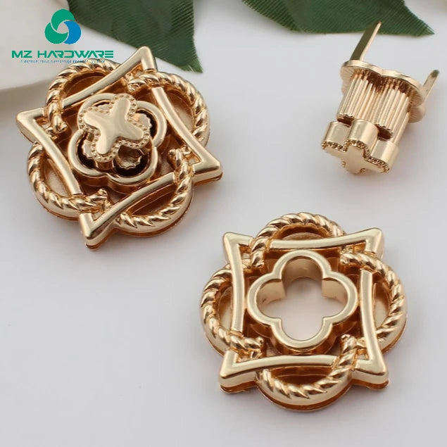 Gold Die-cast Lock for Luggage and Bag Hardware Accessories, Flower Lock, Petal Lock, Bag and Handbag Lock Buckle Hardware Auxil