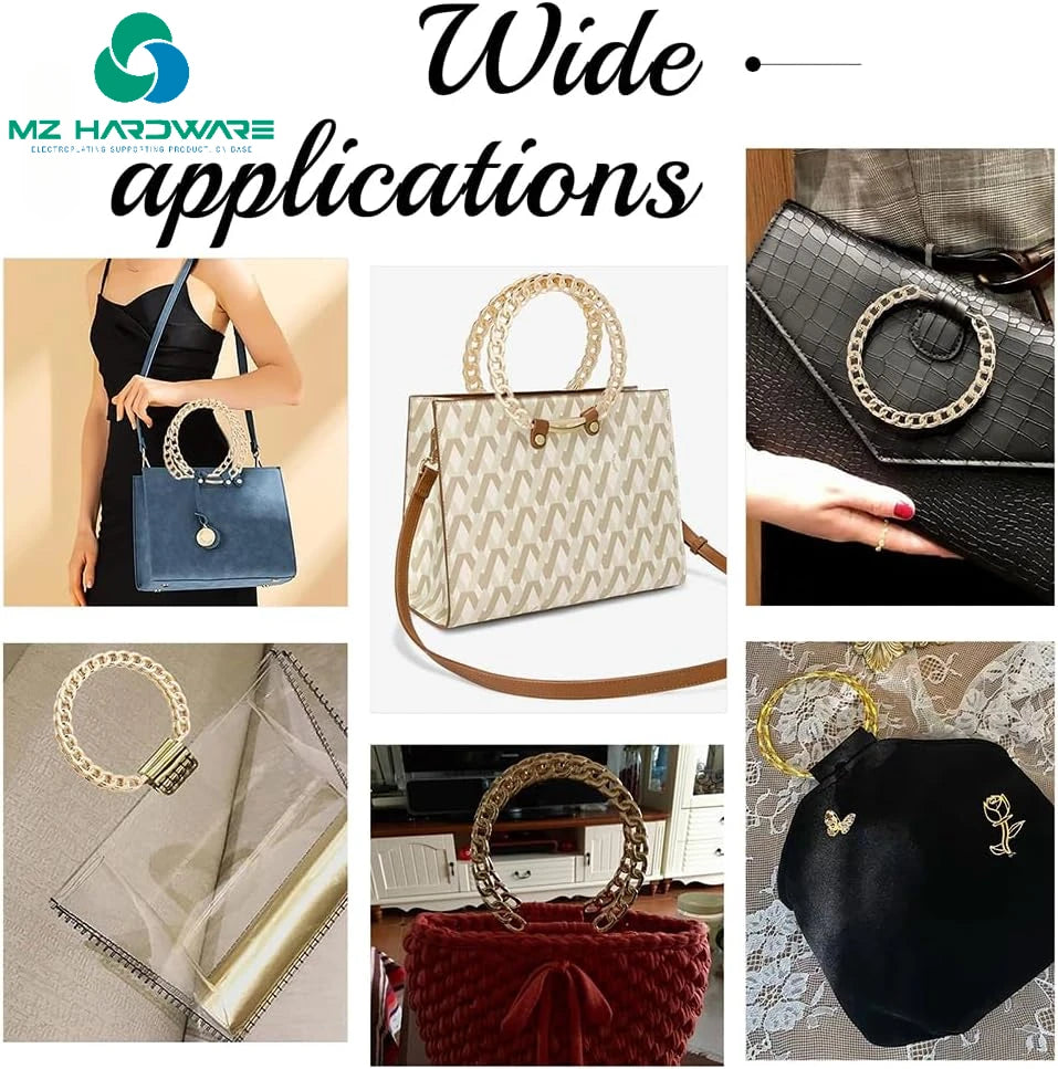 MZhardware Wholesale Metal Hand-held Semi-circular Hand-held Zinc Alloy Chain Handle DIY Handmade Beach Bag