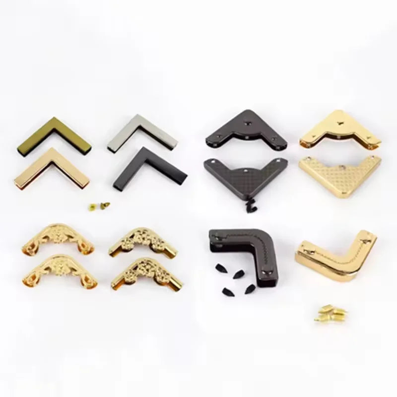 High Quality Gold Silvery Decorative Flat Angle Bag Edge Corner Metal Bag Accessories Metal Notebook Edge Corner