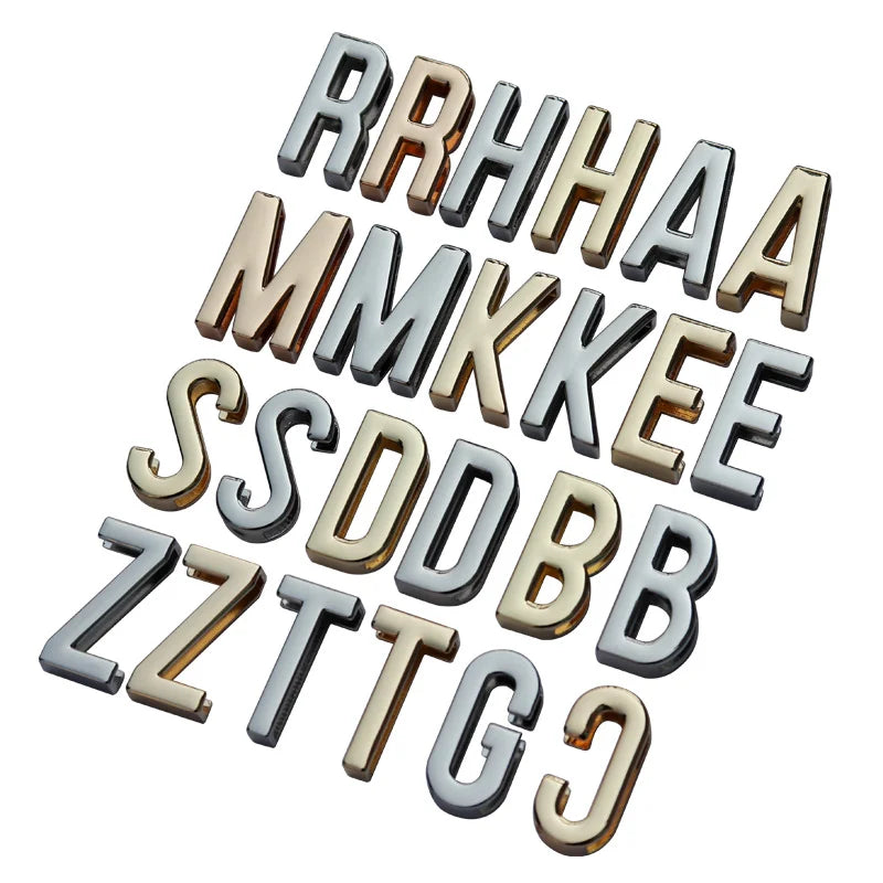 Classic DIY Charms Straps Collar Bags A-Z English Alphabet Name Design Stainless Steel Zinc Alloy Plated Plastic Buckle Hook