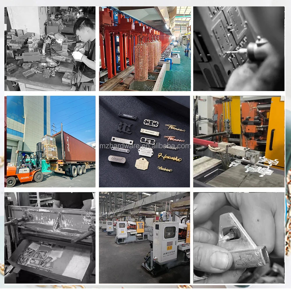 Customized Plate Zinc Alloy Engraved Embossed Metal Garments Label Logo Tag Sewing Name Letter Plating Garments Label