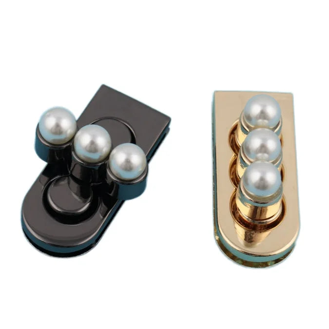 MZhardware Metal Pearl Padlock 42*18mm Twist Turn Locks Bag Lock Wallet Closure Latch Light Gold/Gun Black Bag Hardware