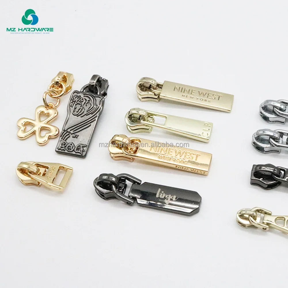 Customized Metal Zipper Logo OEM Slider Customized Logo Slider Branded Logo Bag Zipper Bag Accessories DIY Hardware for Handbag