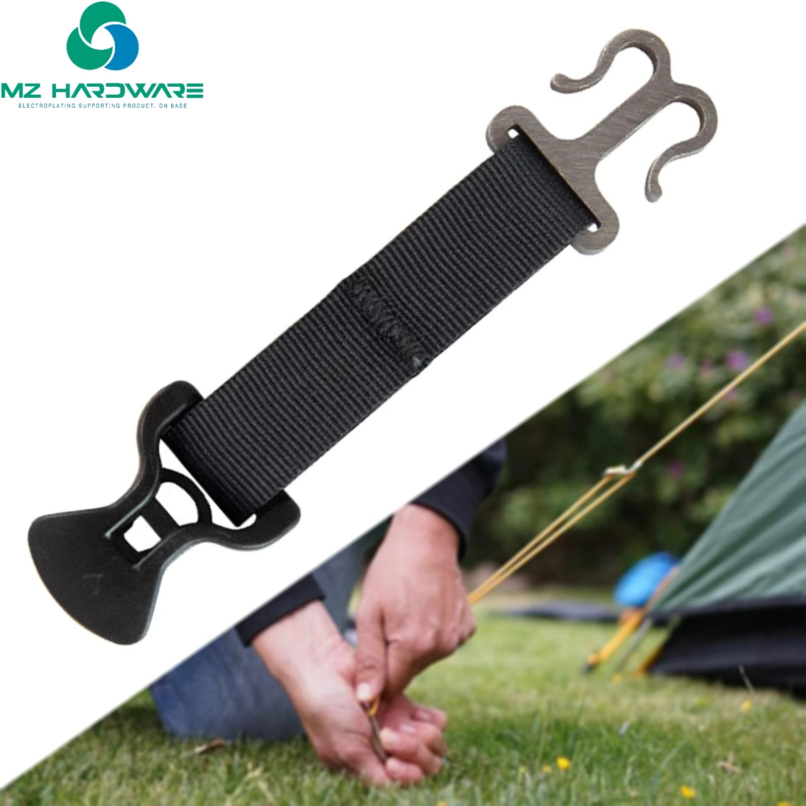 MZ High Quality Metal Horn Fixing Hook for Outdoor Tent Wind Rope Fixing Accessories Horn Buckle Pull Climbing Adjustable