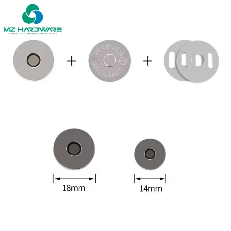 MZhardware 14mm 18mm Magnetic Snap Fasteners Clasps Buttons Handbag Purse Wallet Craft Bags Parts Accessories Adsorption