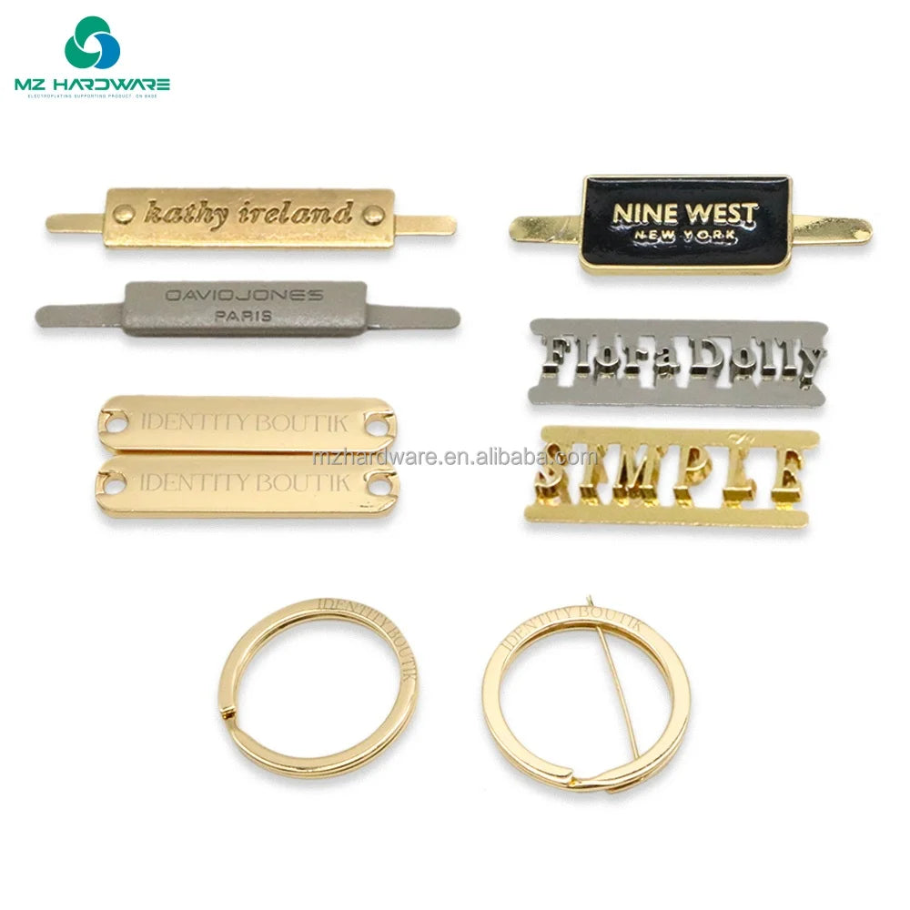 MZhardware Custom Brand Logo/Size Wholesale Clothing Tag Accessories Engraved Sewing Bag Labels for Handbags Garment Metal ISO