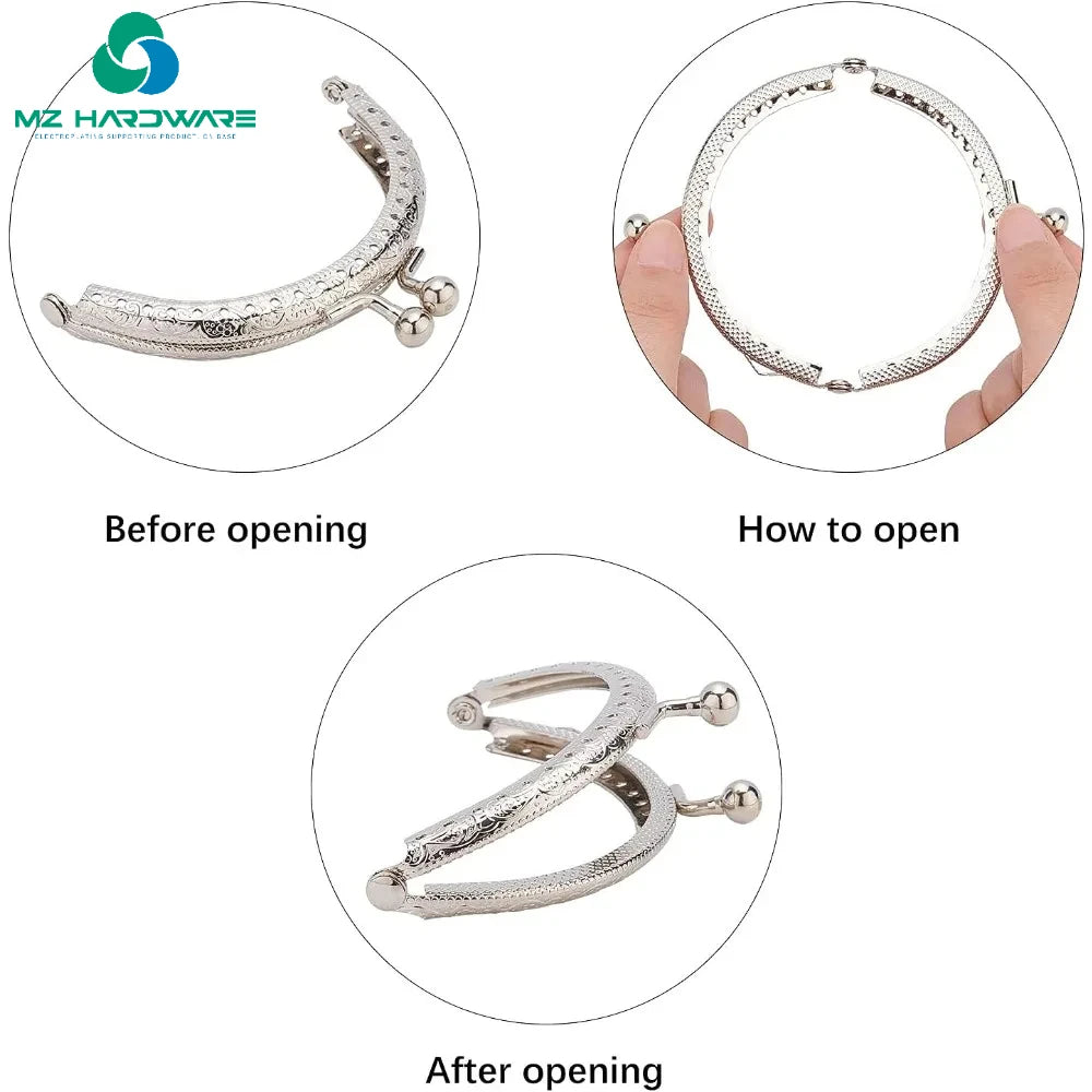 MZhardware 3.3 Inch Bag Kiss Clasp Lock Metal Purse Frame Small Coin Bag Clasp for DIY Purse Making Bag Handle