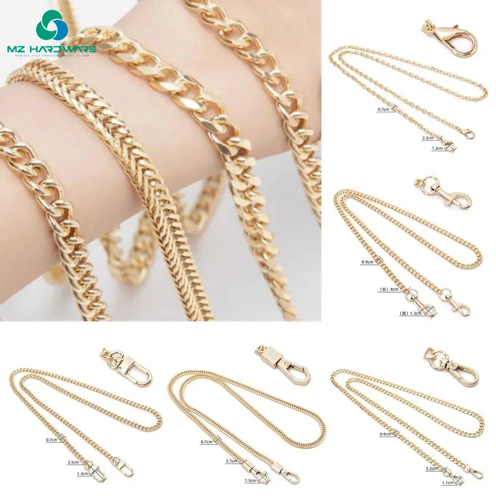 MZhardware Golden Bag Chain Accessories Metal Crossbody Shoulder Belt Underarm Chains Replacement Bags Strap for Women's Bag